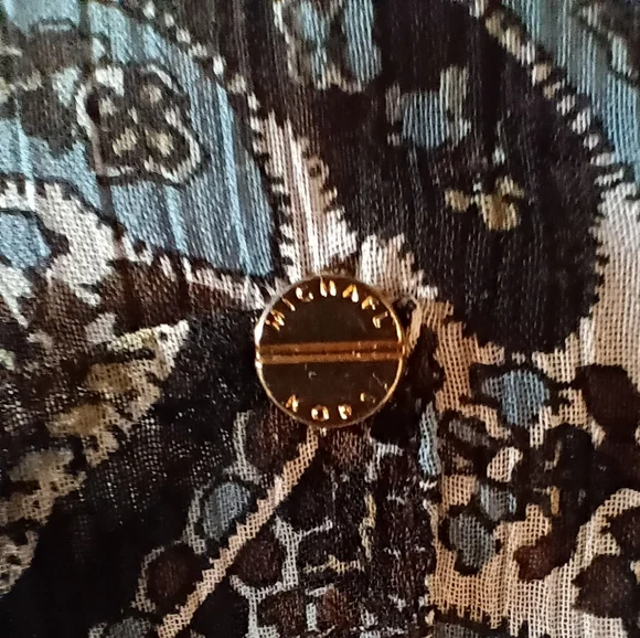 MICHAEL Michael Kors Paisley Button-Front Blouse - Blue/Earth Tones - Size M - Picture 7 of 10